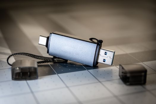 A USB flash drive, the medium Tails OS boots from for amnesic sessions